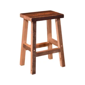 Barnwood Bar Stool with Leather Seat