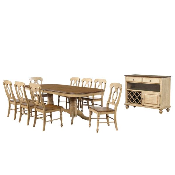 Double Pedestal Extendable Dining Set w/Server